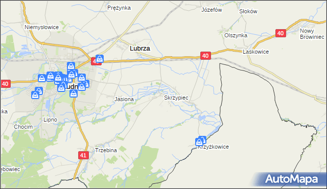 mapa Skrzypiec gmina Lubrza, Skrzypiec gmina Lubrza na mapie Targeo