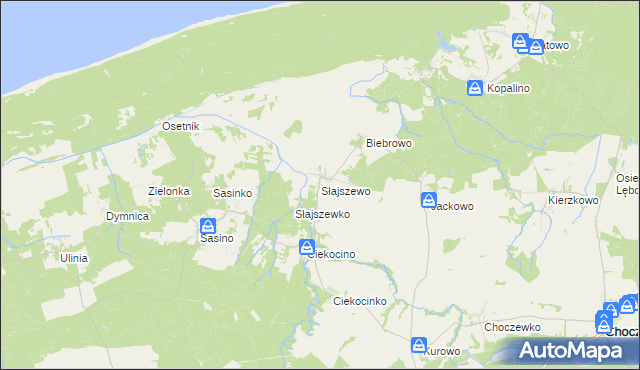 mapa Słajszewo, Słajszewo na mapie Targeo