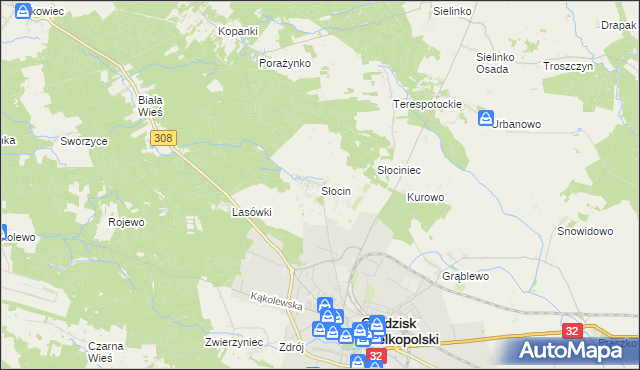 mapa Słocin, Słocin na mapie Targeo