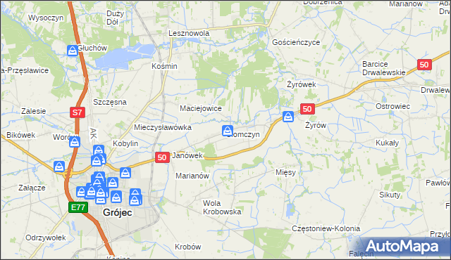 mapa Słomczyn gmina Grójec, Słomczyn gmina Grójec na mapie Targeo