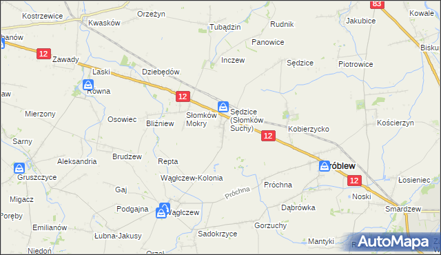mapa Słomków Suchy, Słomków Suchy na mapie Targeo
