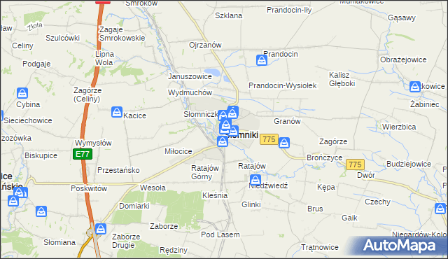 mapa Słomniki, Słomniki na mapie Targeo