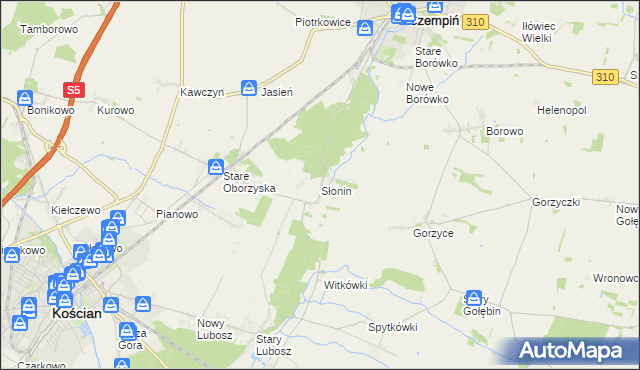mapa Słonin, Słonin na mapie Targeo