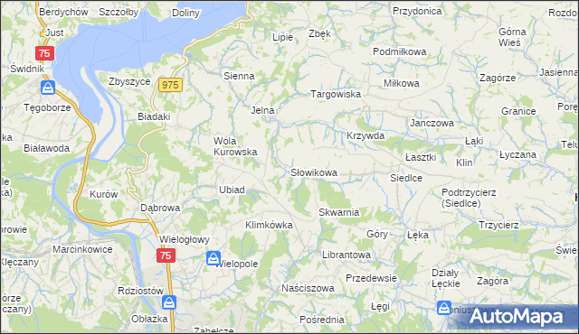 mapa Słowikowa, Słowikowa na mapie Targeo