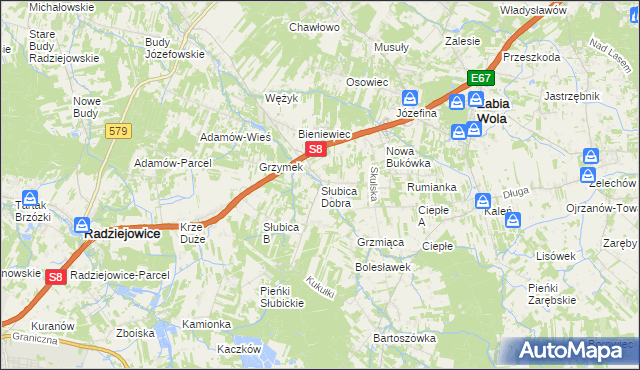 mapa Słubica Dobra, Słubica Dobra na mapie Targeo