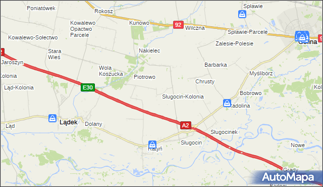 mapa Sługocin-Kolonia, Sługocin-Kolonia na mapie Targeo