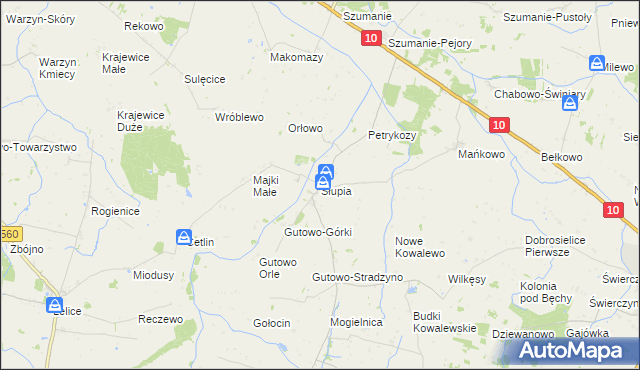 mapa Słupia gmina Zawidz, Słupia gmina Zawidz na mapie Targeo