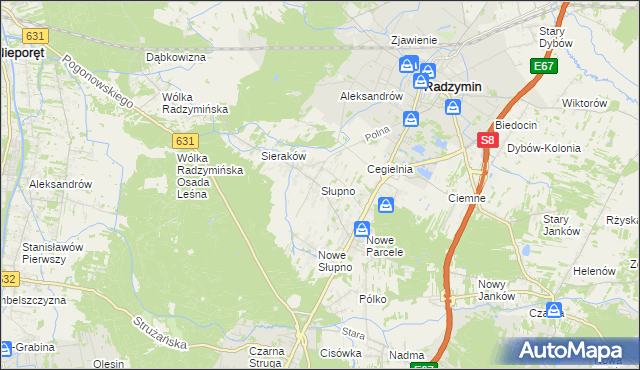 mapa Słupno gmina Radzymin, Słupno gmina Radzymin na mapie Targeo