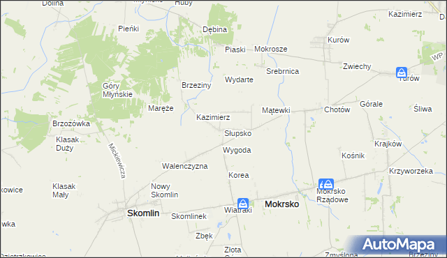 mapa Słupsko gmina Mokrsko, Słupsko gmina Mokrsko na mapie Targeo