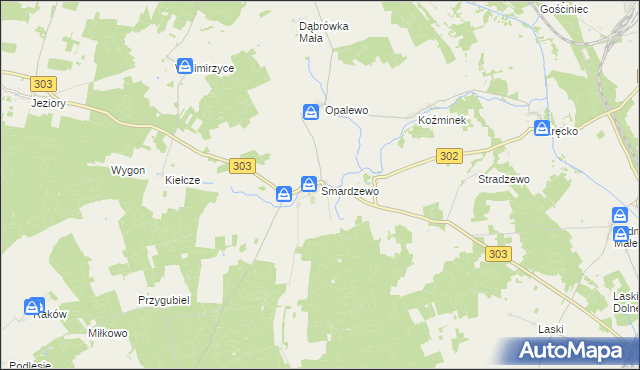 mapa Smardzewo gmina Szczaniec, Smardzewo gmina Szczaniec na mapie Targeo