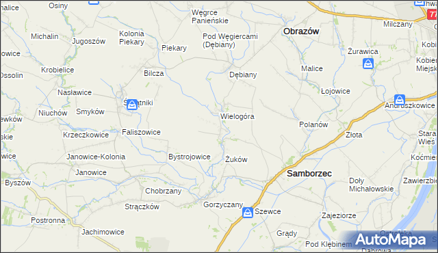mapa Śmiechowice gmina Samborzec, Śmiechowice gmina Samborzec na mapie Targeo