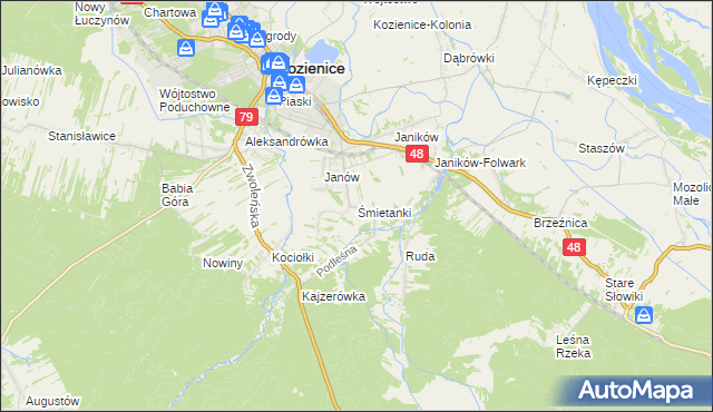 mapa Śmietanki, Śmietanki na mapie Targeo