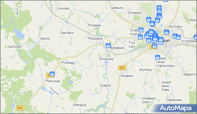 mapa Smokowo gmina Kętrzyn, Smokowo gmina Kętrzyn na mapie Targeo