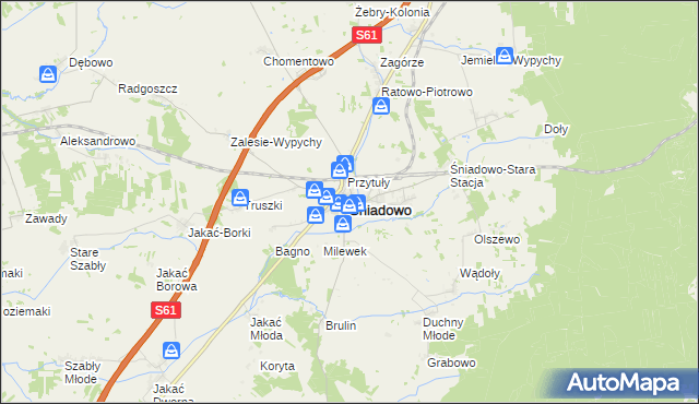 mapa Śniadowo powiat łomżyński, Śniadowo powiat łomżyński na mapie Targeo