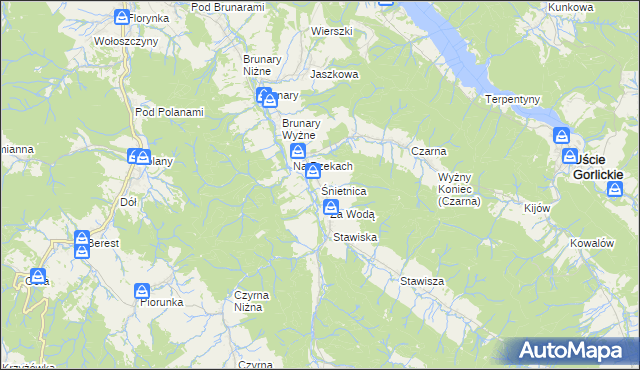 mapa Śnietnica, Śnietnica na mapie Targeo