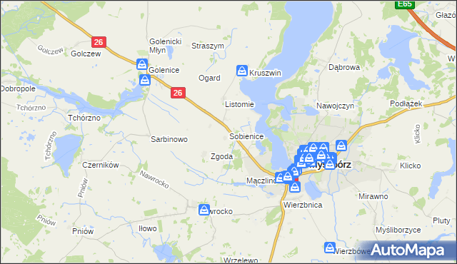 mapa Sobienice, Sobienice na mapie Targeo