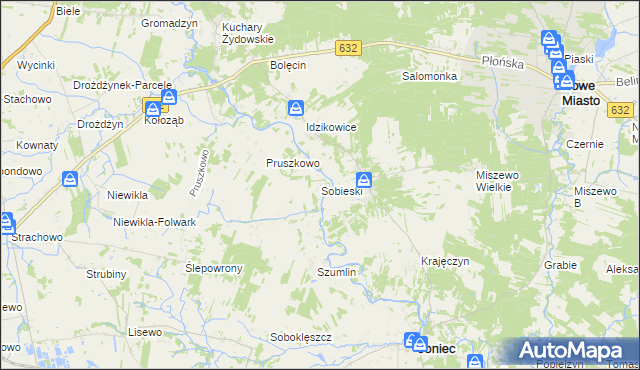 mapa Sobieski gmina Joniec, Sobieski gmina Joniec na mapie Targeo