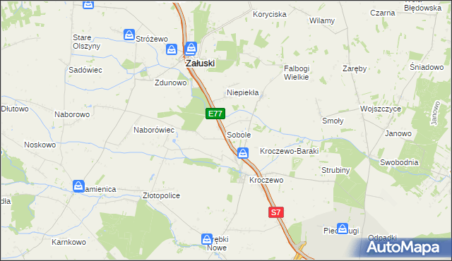 mapa Sobole gmina Załuski, Sobole gmina Załuski na mapie Targeo
