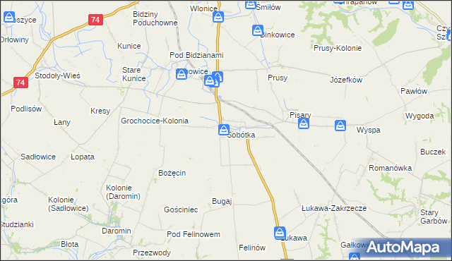 mapa Sobótka gmina Ożarów, Sobótka gmina Ożarów na mapie Targeo