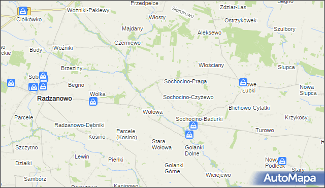 mapa Sochocino-Czyżewo, Sochocino-Czyżewo na mapie Targeo