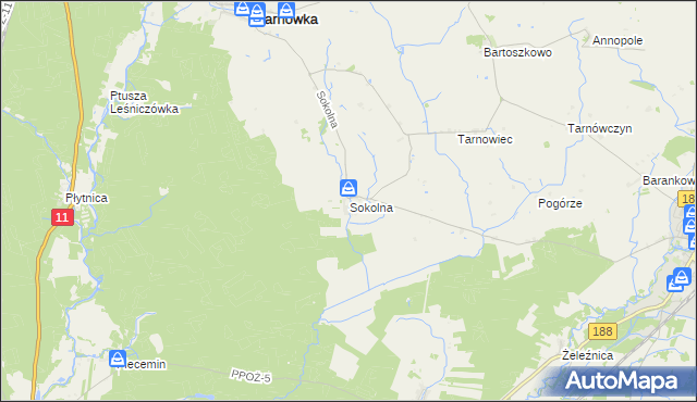 mapa Sokolna, Sokolna na mapie Targeo