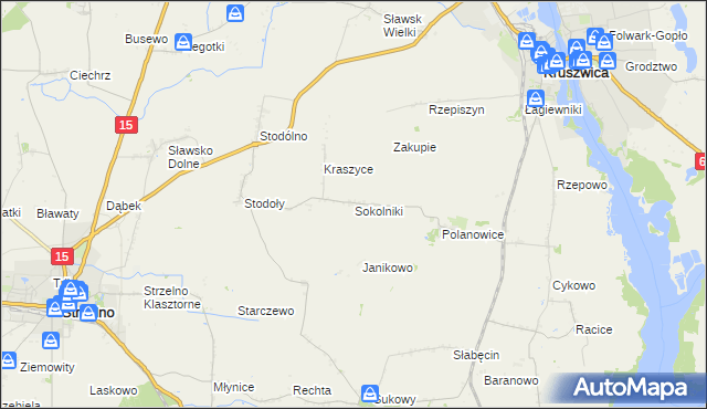 mapa Sokolniki gmina Kruszwica, Sokolniki gmina Kruszwica na mapie Targeo