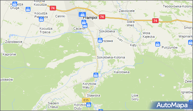 mapa Sokołówka-Kolonia, Sokołówka-Kolonia na mapie Targeo