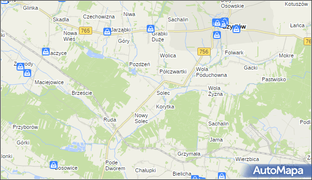 mapa Solec gmina Szydłów, Solec gmina Szydłów na mapie Targeo