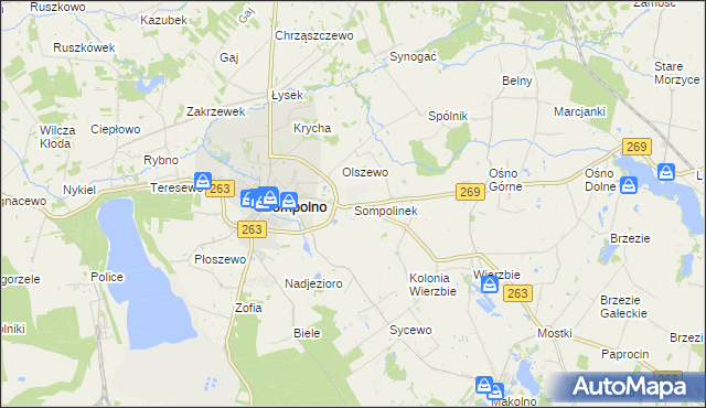 mapa Sompolinek, Sompolinek na mapie Targeo