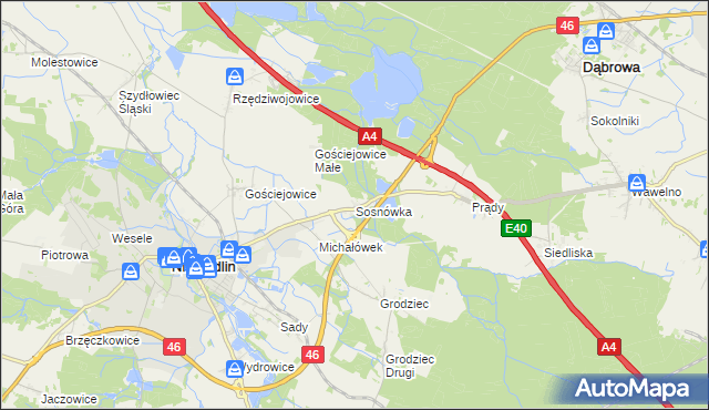 mapa Sosnówka gmina Niemodlin, Sosnówka gmina Niemodlin na mapie Targeo