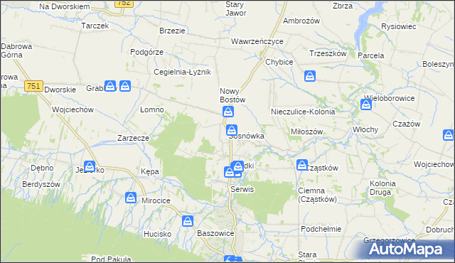 mapa Sosnówka gmina Nowa Słupia, Sosnówka gmina Nowa Słupia na mapie Targeo