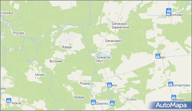 mapa Sowieński Młyn, Sowieński Młyn na mapie Targeo