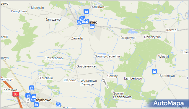 mapa Sowiny-Cegielnia, Sowiny-Cegielnia na mapie Targeo