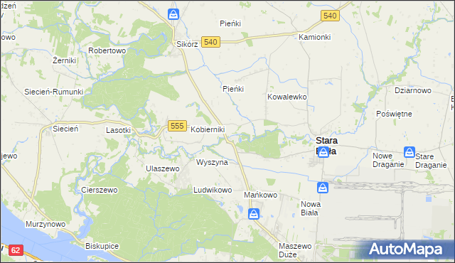 mapa Srebrna gmina Stara Biała, Srebrna gmina Stara Biała na mapie Targeo