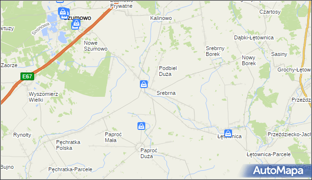 mapa Srebrna gmina Szumowo, Srebrna gmina Szumowo na mapie Targeo