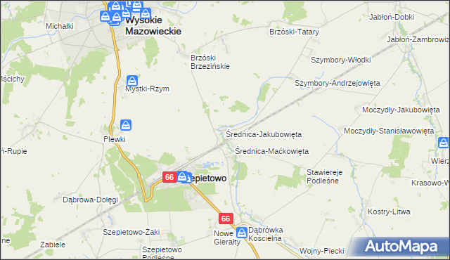 mapa Średnica-Jakubowięta, Średnica-Jakubowięta na mapie Targeo