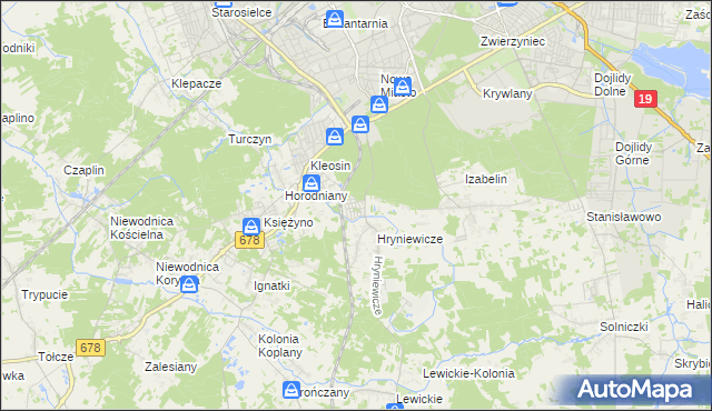 mapa Śródlesie gmina Juchnowiec Kościelny, Śródlesie gmina Juchnowiec Kościelny na mapie Targeo