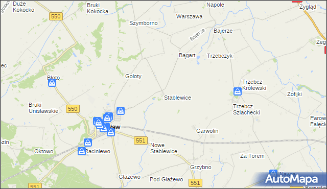 mapa Stablewice, Stablewice na mapie Targeo