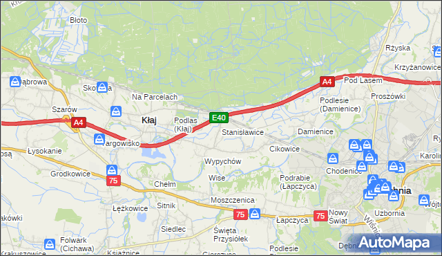 mapa Stanisławice gmina Bochnia, Stanisławice gmina Bochnia na mapie Targeo