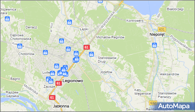 mapa Stanisławów Drugi gmina Nieporęt, Stanisławów Drugi gmina Nieporęt na mapie Targeo