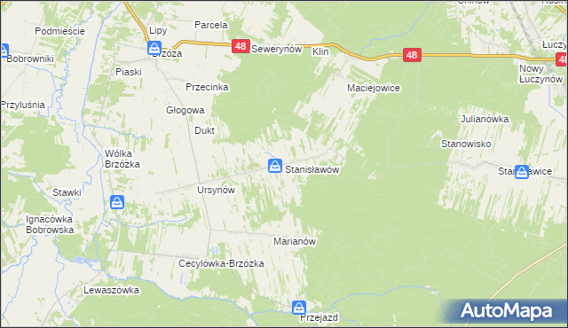 mapa Stanisławów gmina Głowaczów, Stanisławów gmina Głowaczów na mapie Targeo