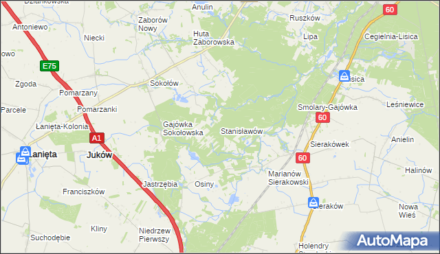 mapa Stanisławów gmina Gostynin, Stanisławów gmina Gostynin na mapie Targeo