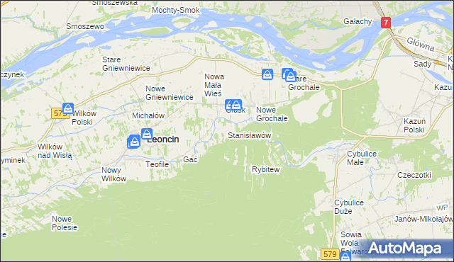 mapa Stanisławów gmina Leoncin, Stanisławów gmina Leoncin na mapie Targeo