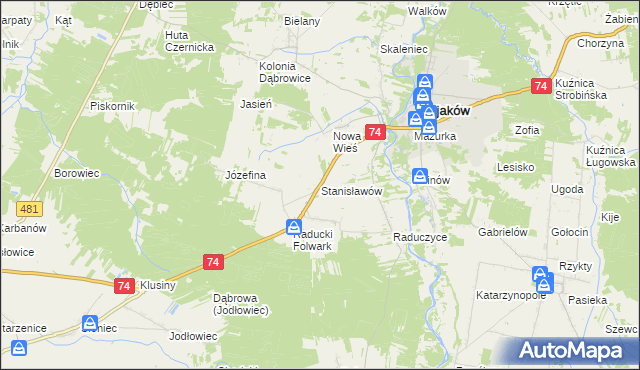 mapa Stanisławów gmina Osjaków, Stanisławów gmina Osjaków na mapie Targeo