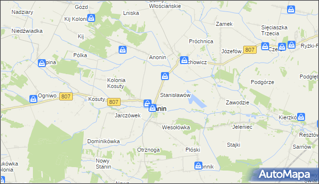 mapa Stanisławów gmina Stanin, Stanisławów gmina Stanin na mapie Targeo