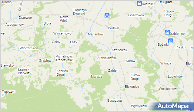 mapa Stanisławów gmina Zagórów, Stanisławów gmina Zagórów na mapie Targeo