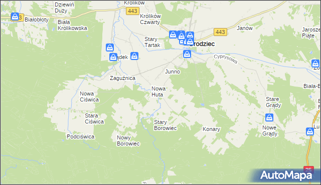 mapa Stara Huta gmina Grodziec, Stara Huta gmina Grodziec na mapie Targeo