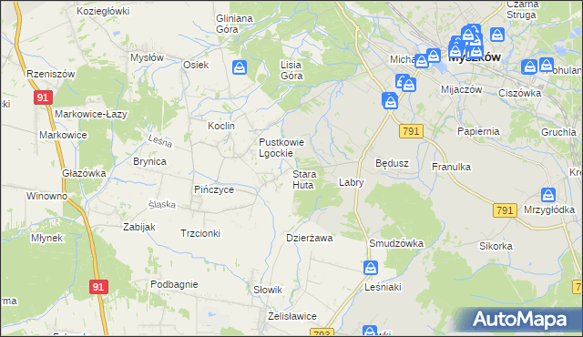 mapa Stara Huta gmina Koziegłowy, Stara Huta gmina Koziegłowy na mapie Targeo