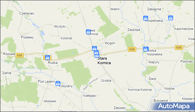 mapa Stara Kornica, Stara Kornica na mapie Targeo