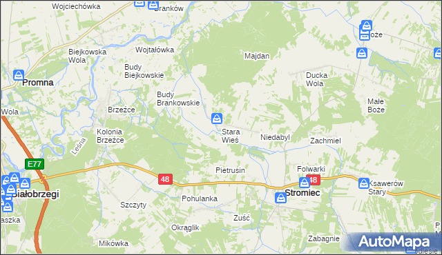 mapa Stara Wieś gmina Stromiec, Stara Wieś gmina Stromiec na mapie Targeo